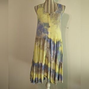Yanak Sicily tie dye dress yellow blue one size nwt